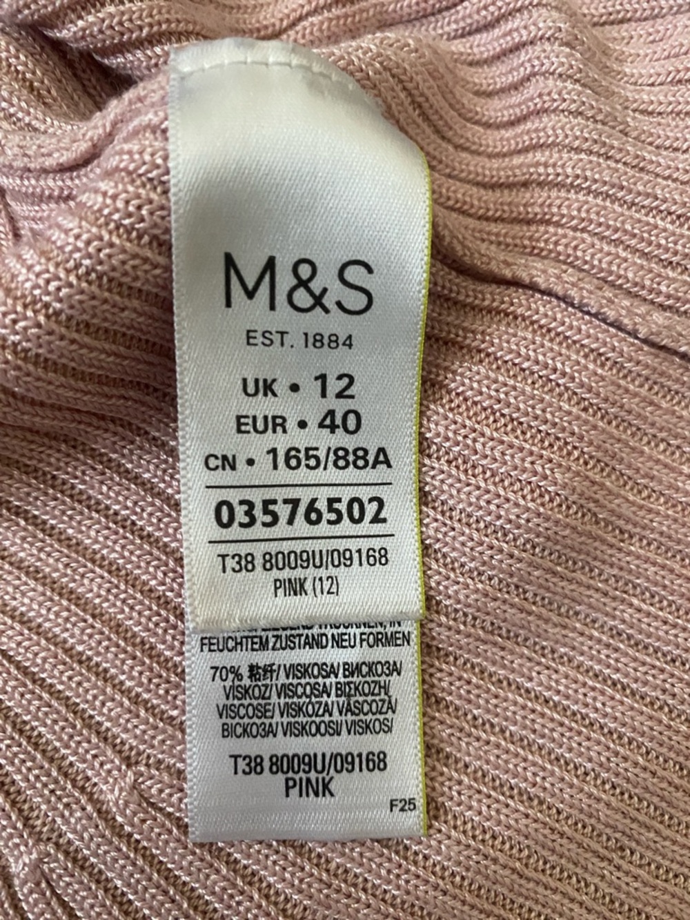 per una Dusty Pink Ribbed V-Neck Knit - Picture 7 of 10